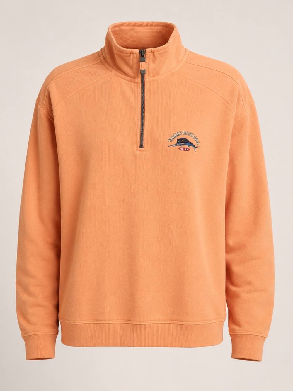 Tommy Bahama 100% Cotton Relax Marlin 1/4 Zip Sweatshirt Peach Men’s Medium
